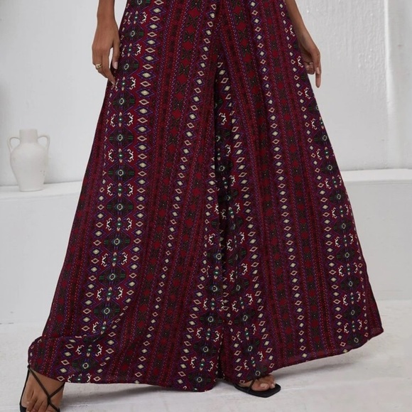Amarillo Wide Leg Pants Shein Highwaisted boho tribal stripe graphics new - Picture 2 of 3